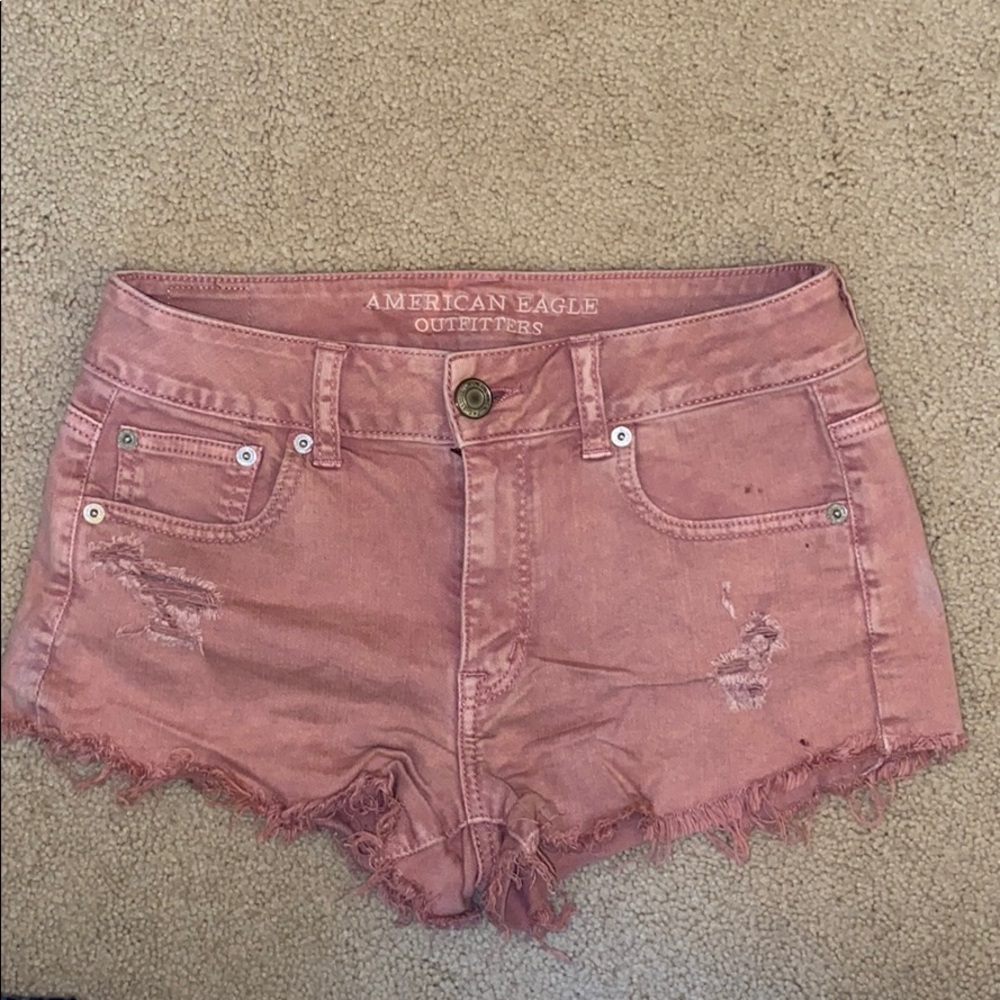 Maroon American Eagle jean shorts